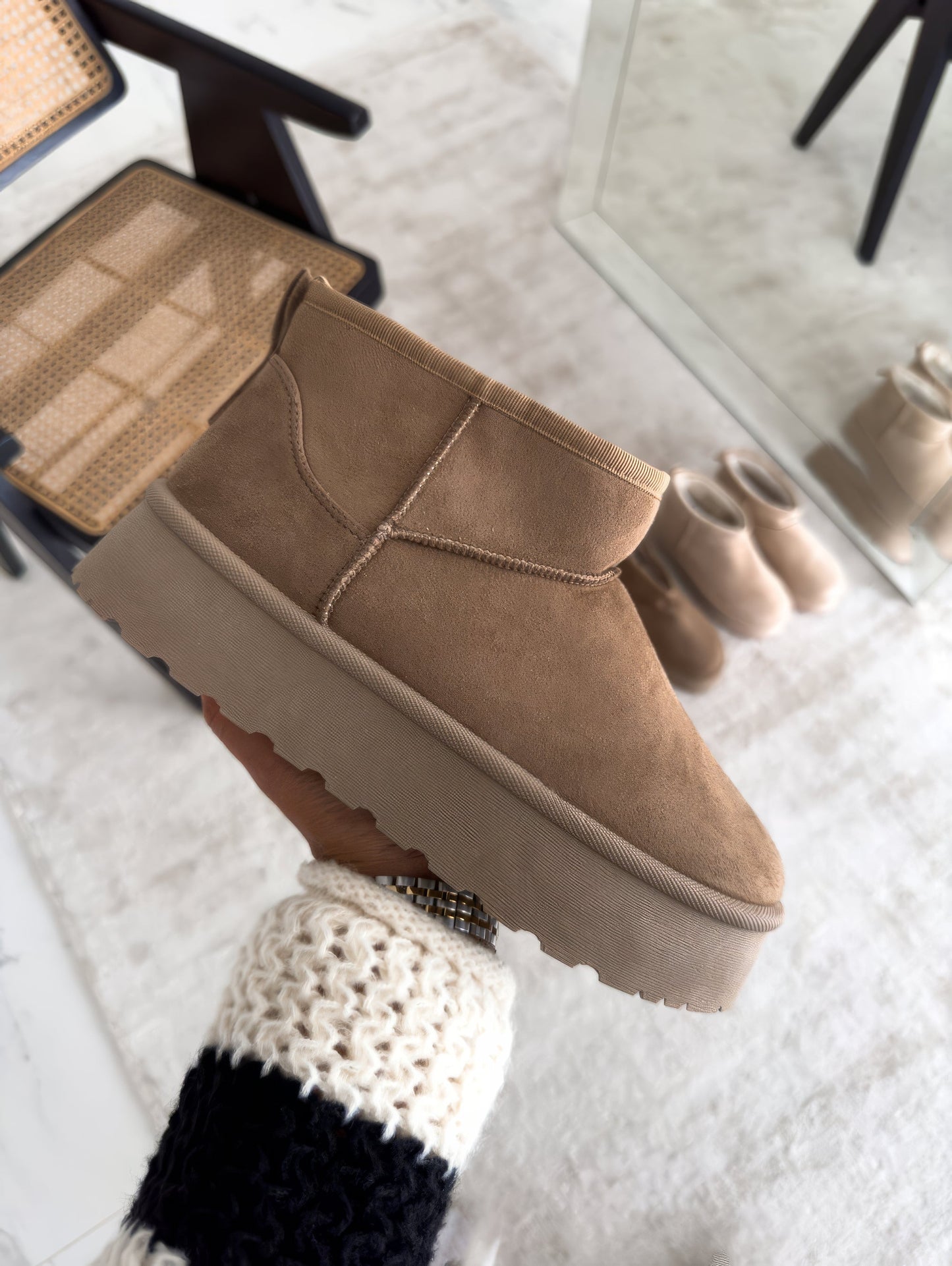 Warme Gefütterte Damen Stiefeletten Mit Plattformsohle