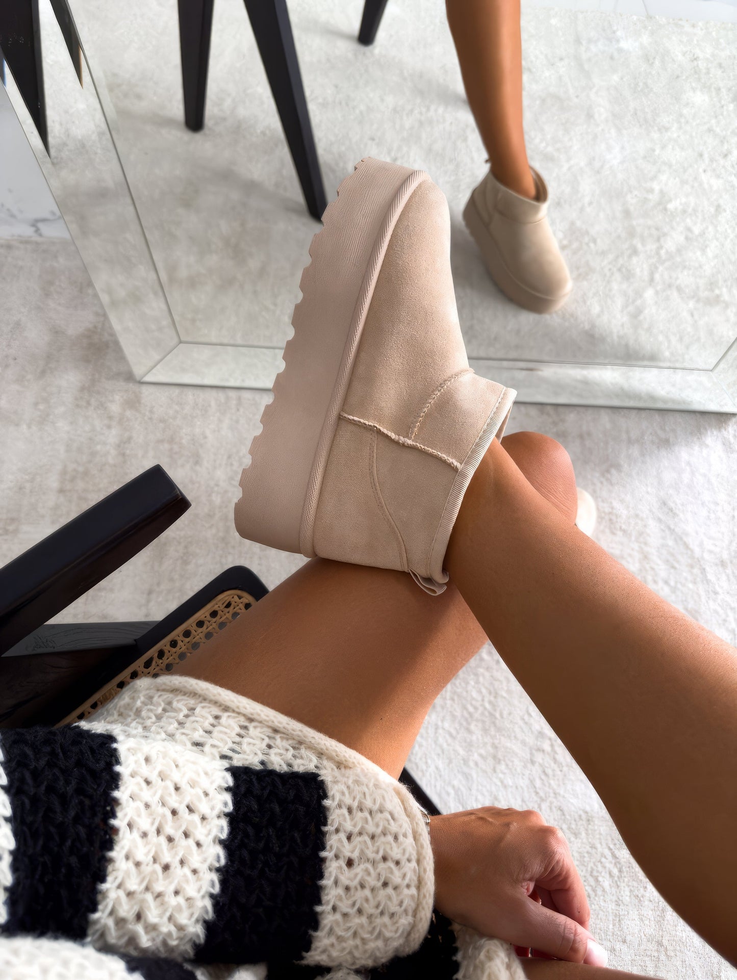 Warme Gefütterte Damen Stiefeletten Mit Plattformsohle