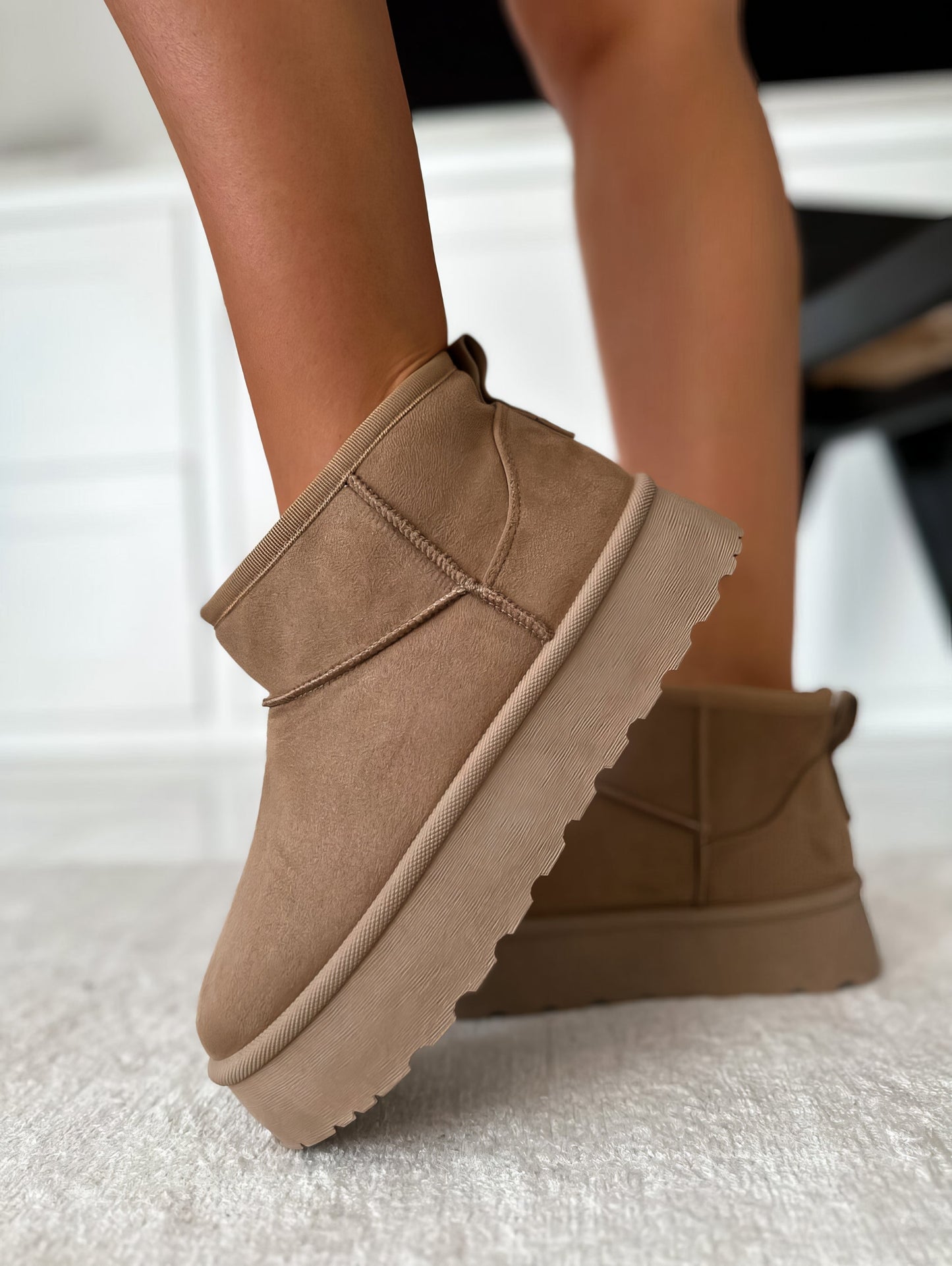 Warme Gefütterte Damen Stiefeletten Mit Plattformsohle