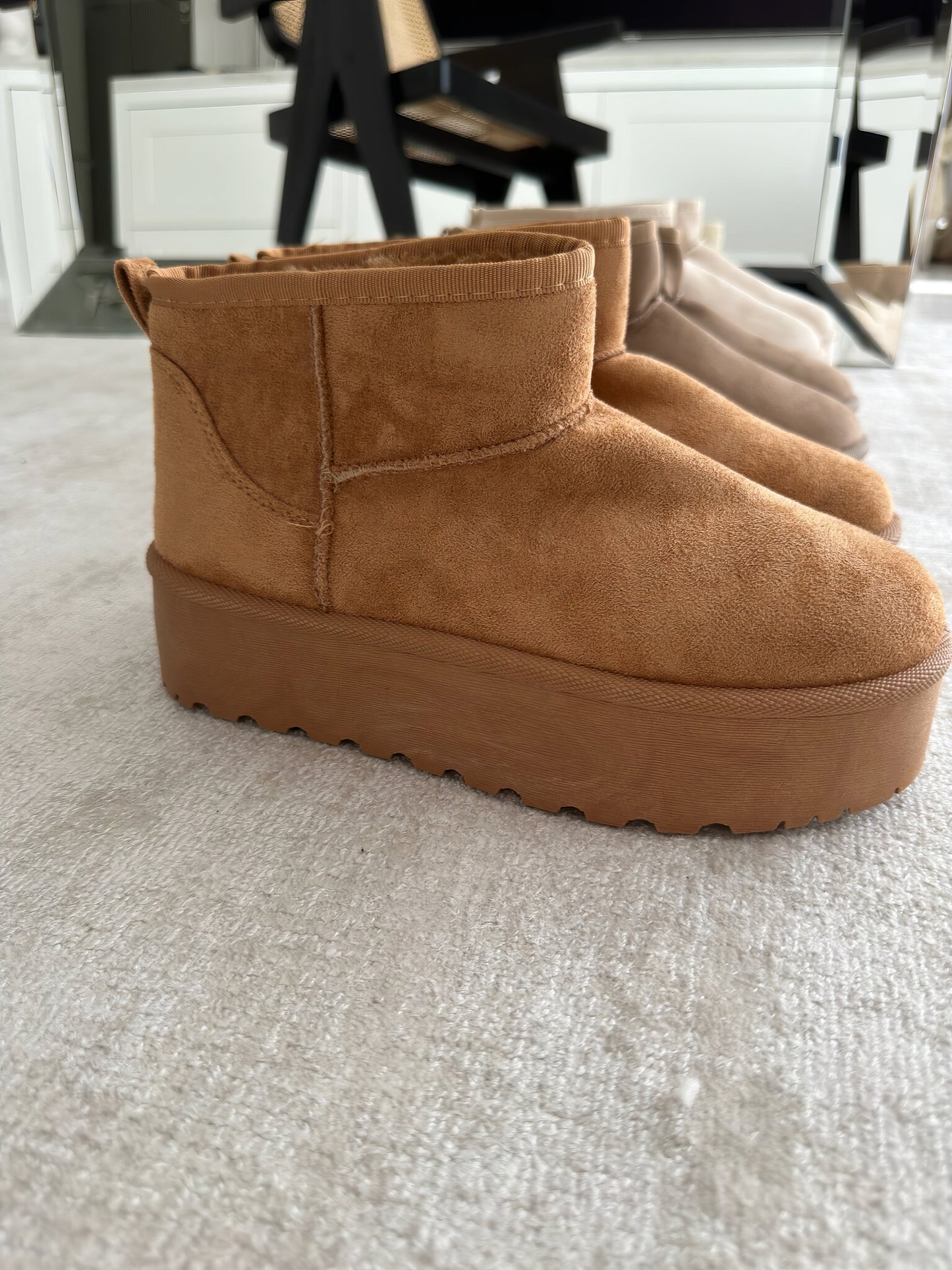 Warme Gefütterte Damen Stiefeletten Mit Plattformsohle