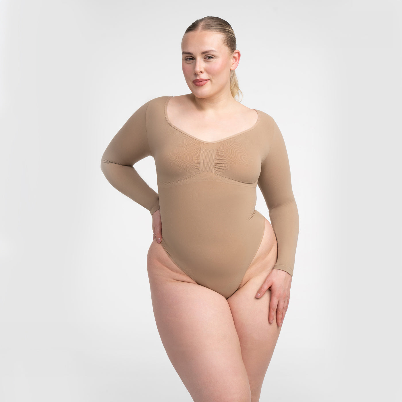 Bodysuit Sculpting Shapewear mit langen Ärmeln und Kordel