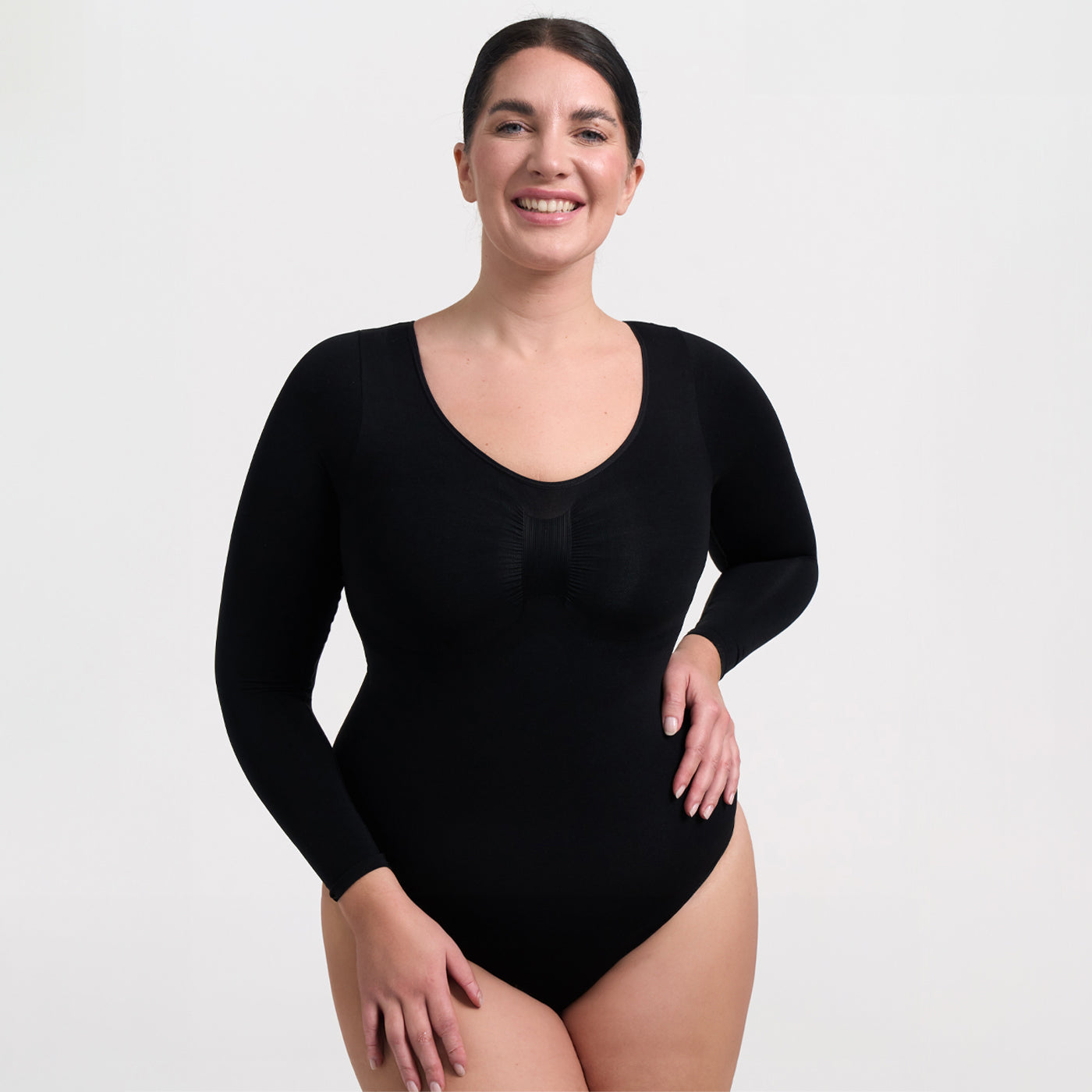 Bodysuit Sculpting Shapewear mit langen Ärmeln und Kordel