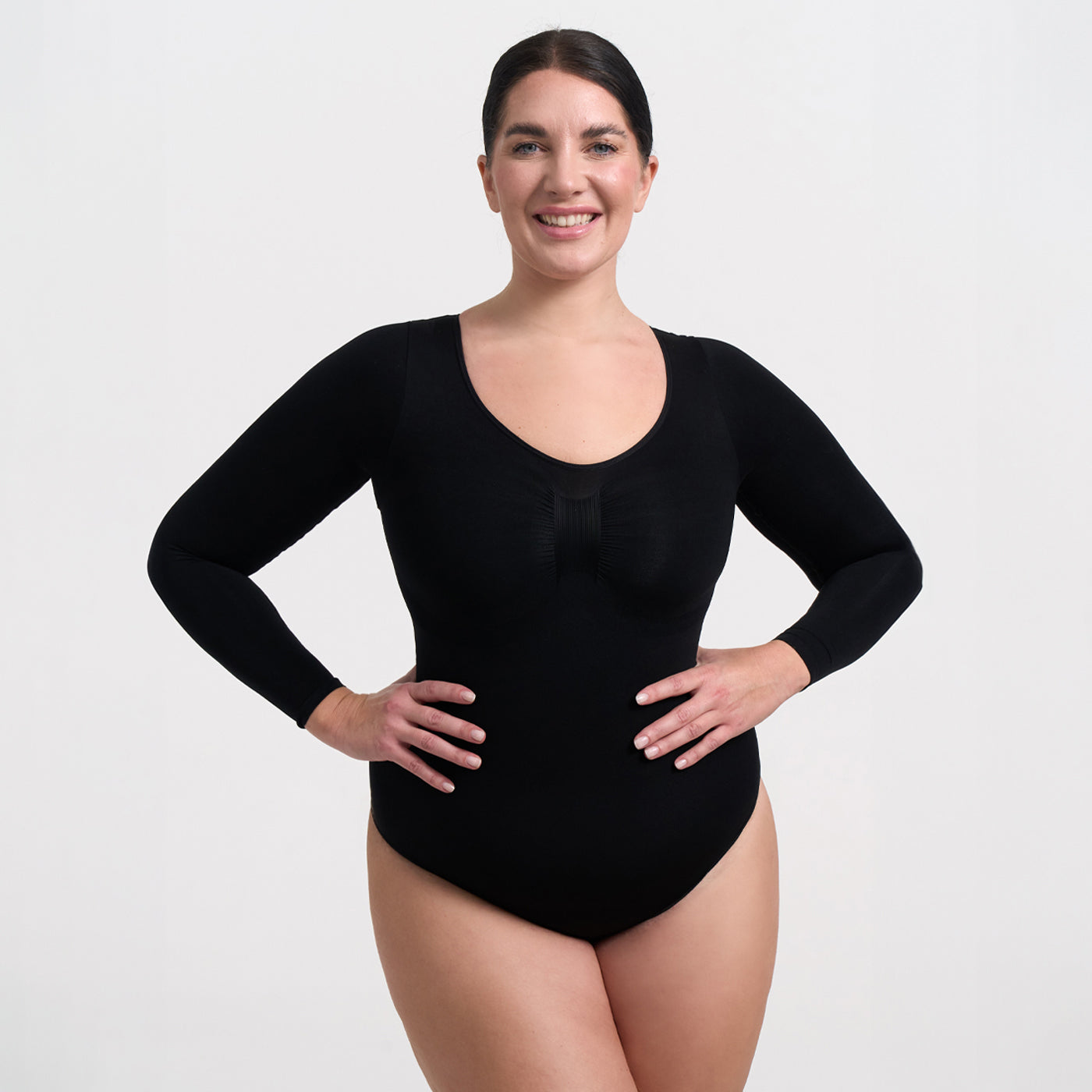 Bodysuit Sculpting Shapewear mit langen Ärmeln und Kordel