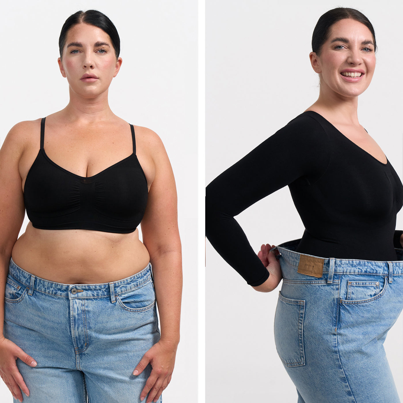 Bodysuit Sculpting Shapewear mit langen Ärmeln und Kordel