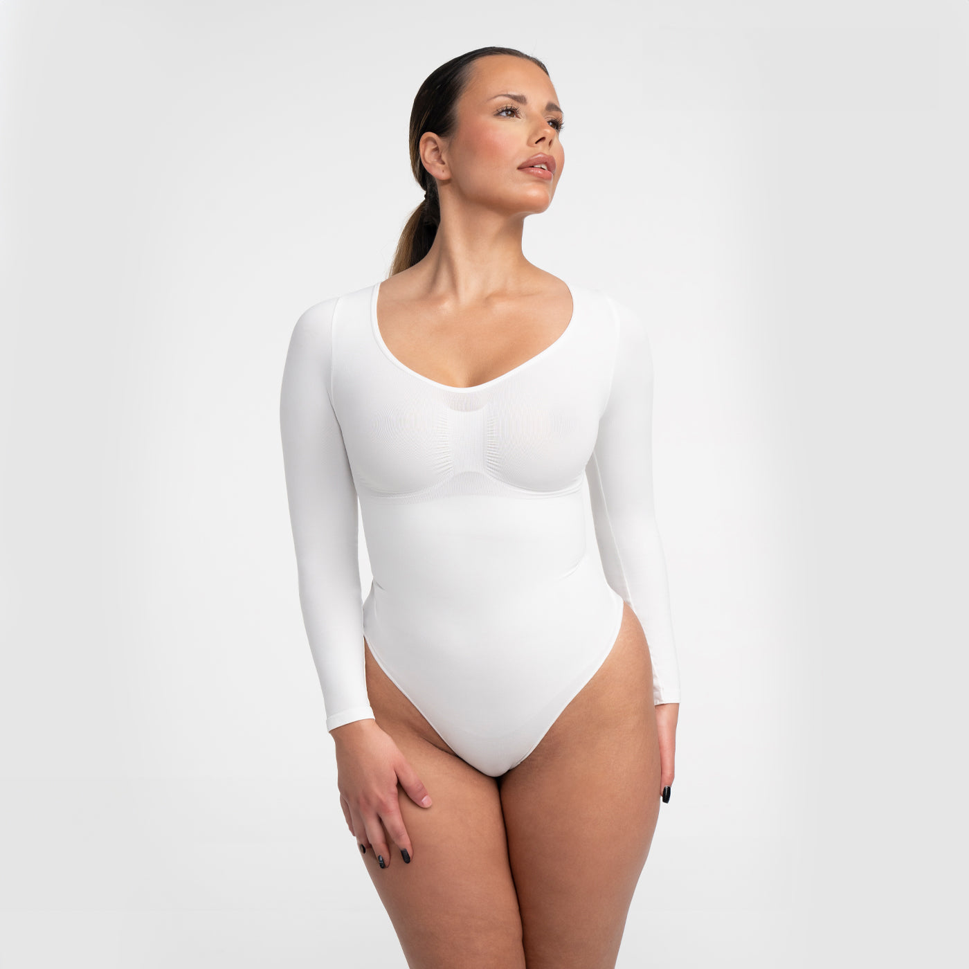 Bodysuit Sculpting Shapewear mit langen Ärmeln und Kordel