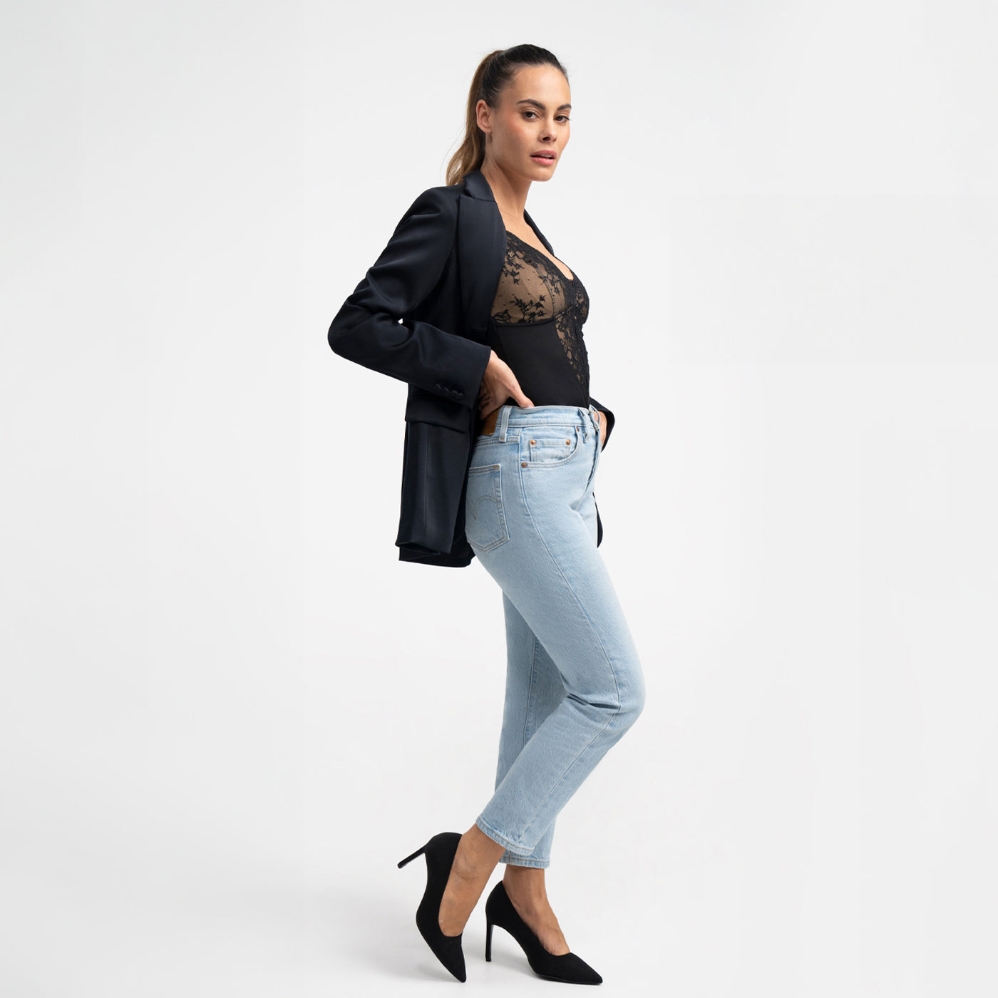 Sculpting Kanten Shapewear Bodysuit mit Slip