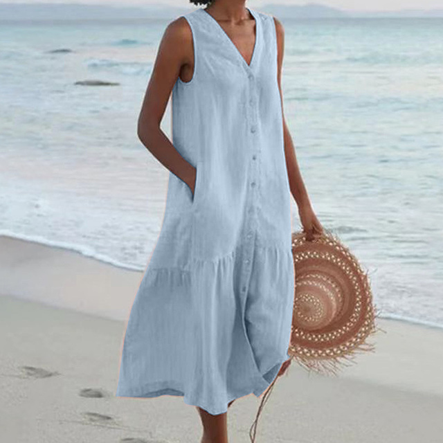 Jessa - ärmelloses Strandkleid mit Taschen