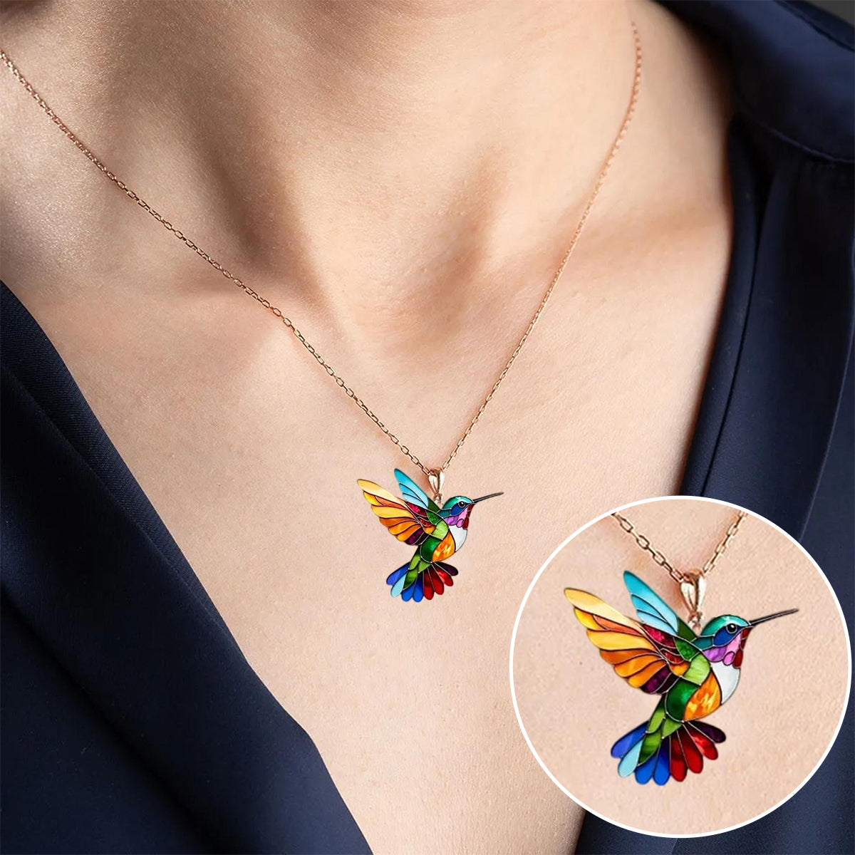 Multicolor Kolibri Kette – Für Vogel-Liebhaber & Schmuck-Fans