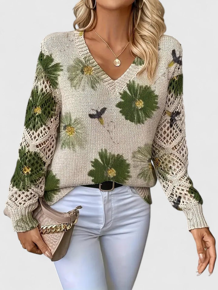 Aurélie | Eleganter Pullover mit Blumendesign