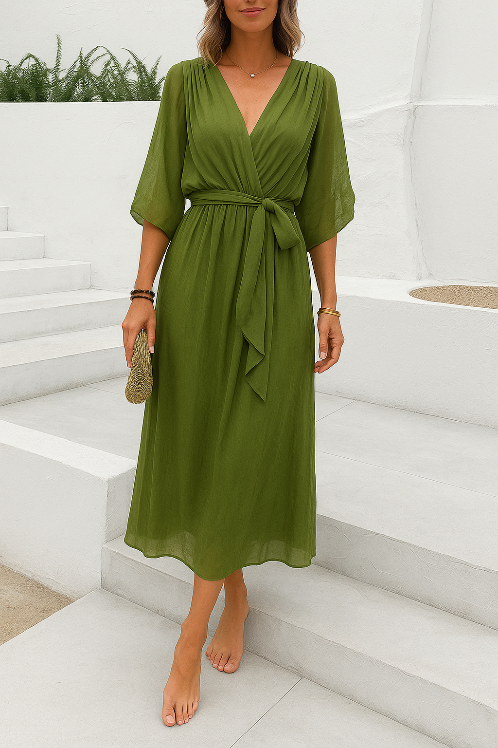 Sylvia™-Kleid mit V-Ausschnitt