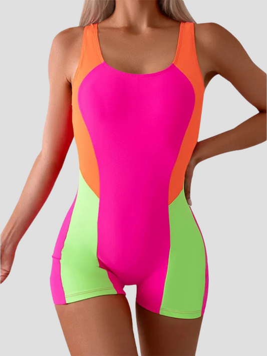 Noa - Buntes einteiliges Badeanzug mit offener Rückseite - Letzter Tag 80% Rabatt!