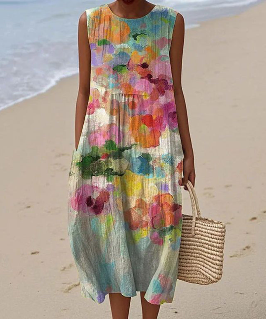 Lina | Fließendes Kleid mit Aquarelleffekt