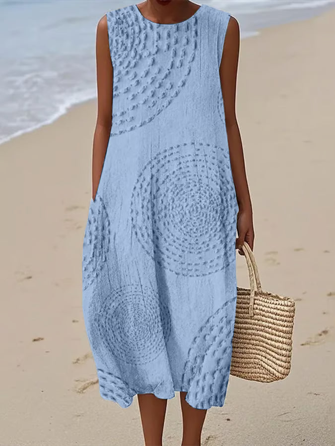 Maelle | Ärmelloses Maxikleid mit Texturiertem Muster