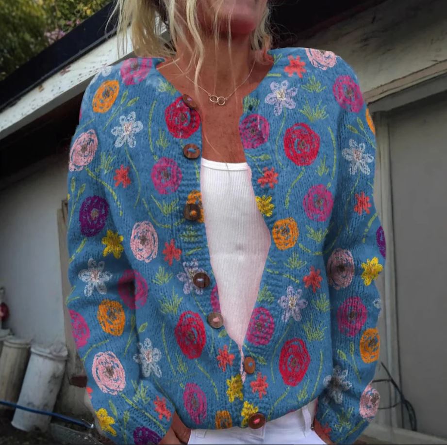 Tilda | Blaues Vest mit Blumenmuster
