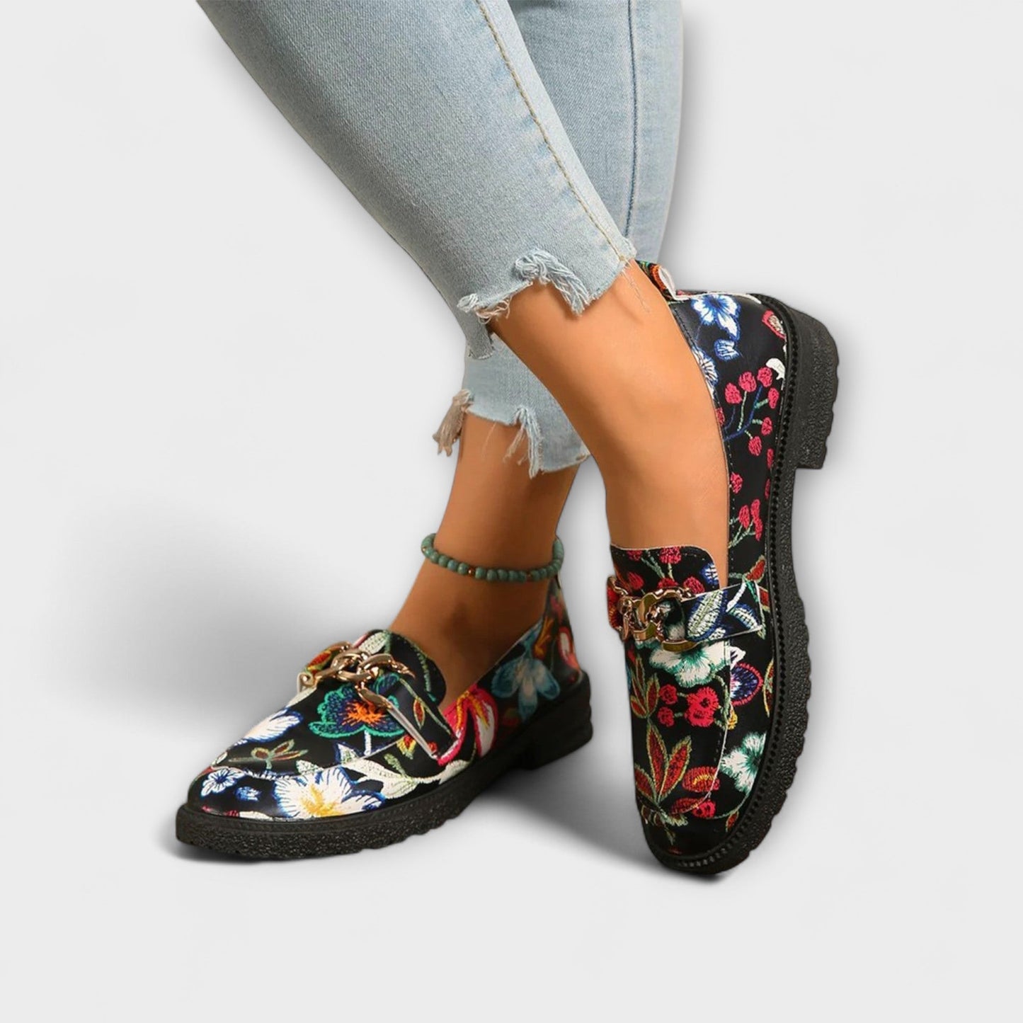 Orla – Mehrfarbige Loafers mit Blumenmuster