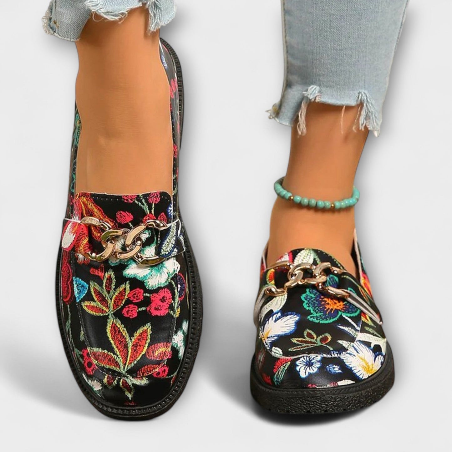 Orla – Mehrfarbige Loafers mit Blumenmuster