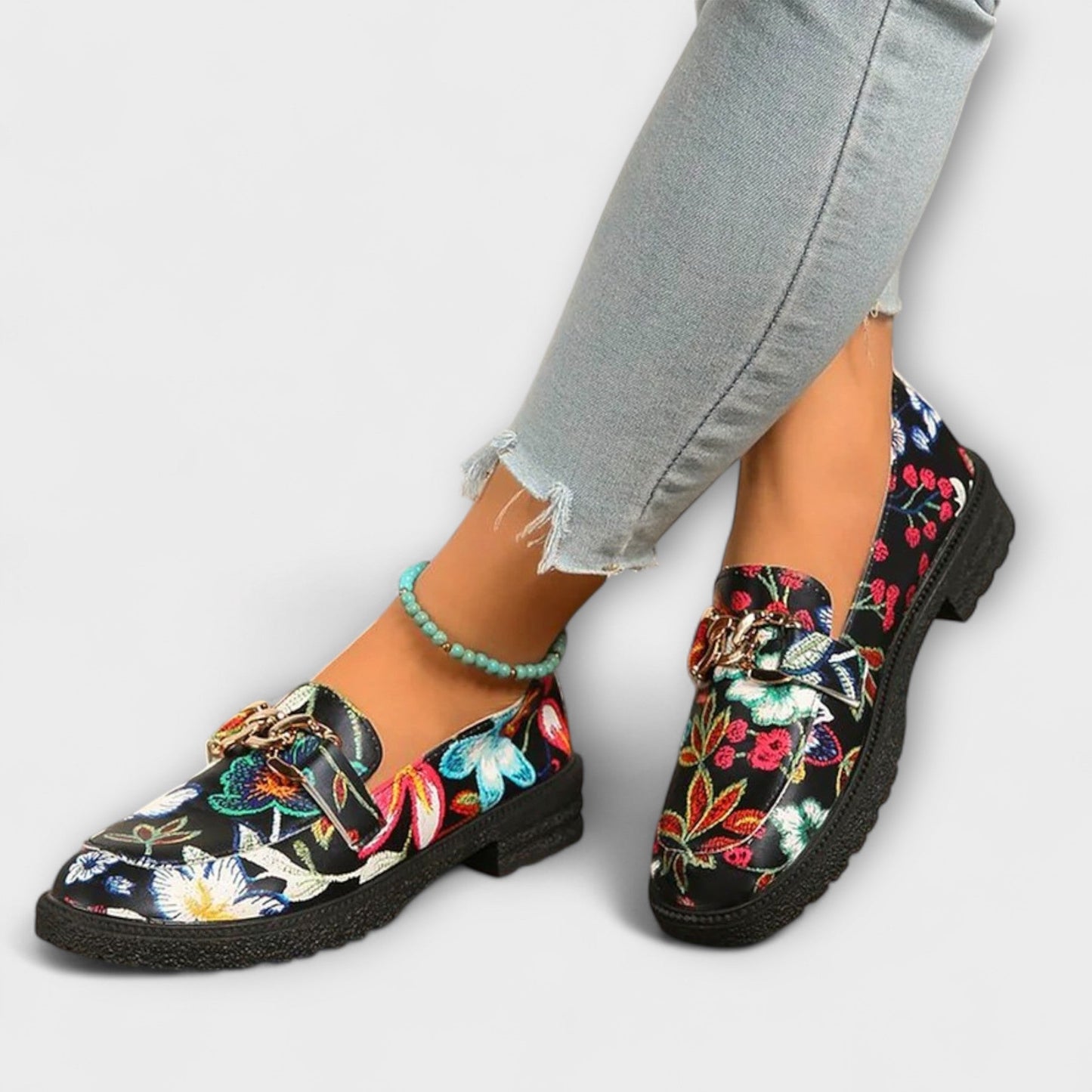 Orla – Mehrfarbige Loafers mit Blumenmuster