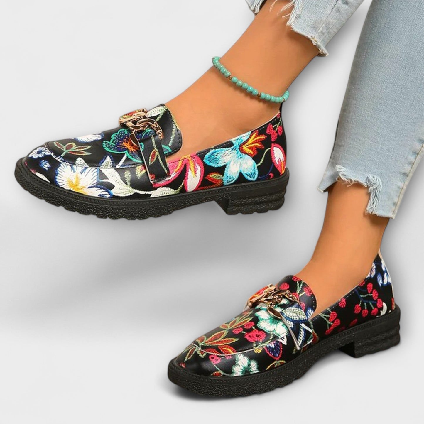 Orla – Mehrfarbige Loafers mit Blumenmuster