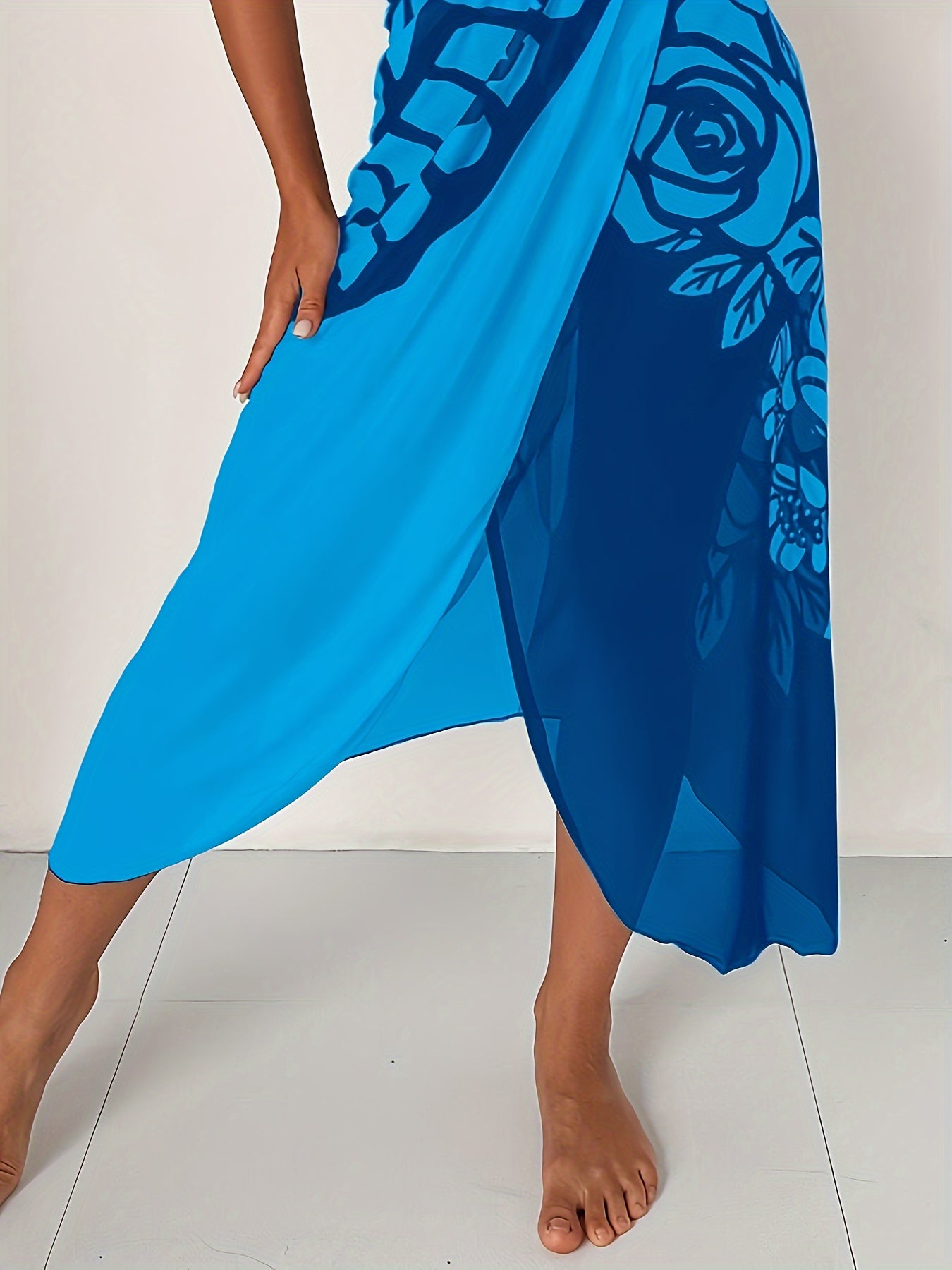 Bohemian Stil Mesh Schmetterlingsdruck Strandkleid