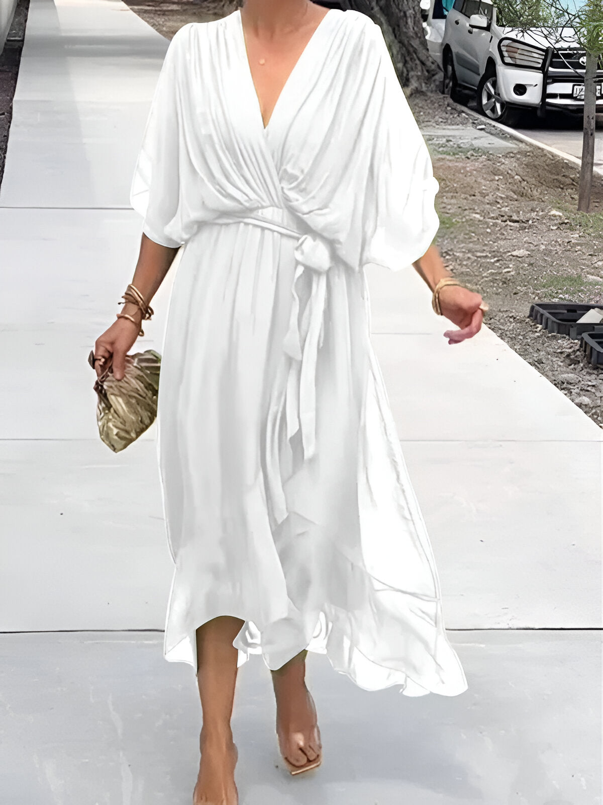 Sylvia™-Kleid mit V-Ausschnitt