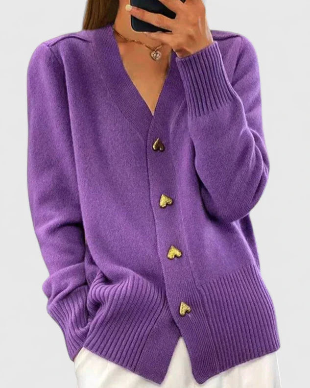Annette | Eleganter Cardigan mit Herzknöpfen