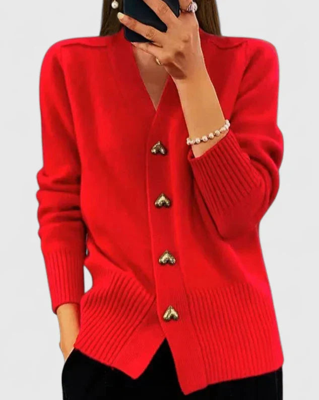 Annette | Eleganter Cardigan mit Herzknöpfen