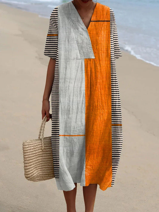 Élina | Gestreiftes Geometrisches Kleid