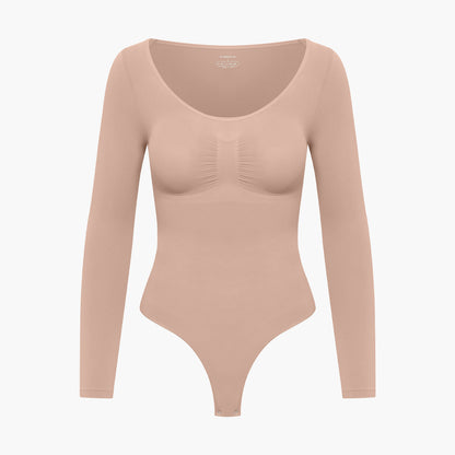 Bodysuit Sculpting Shapewear mit langen Ärmeln und Kordel