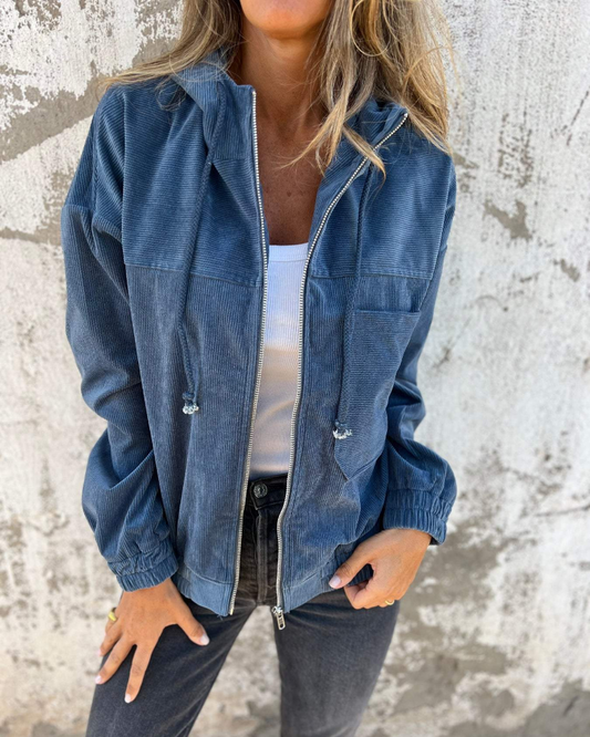 Ella | Corduroy Kapuzenjacke Mit Reißverschluss