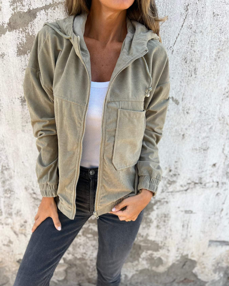 Ella | Corduroy Kapuzenjacke Mit Reißverschluss