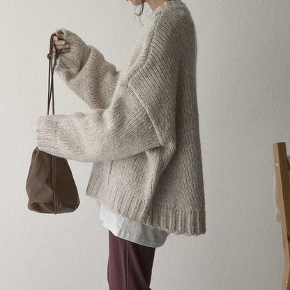 Noëlle | Oversized ivoryweißer Pullover mit Fronttasche