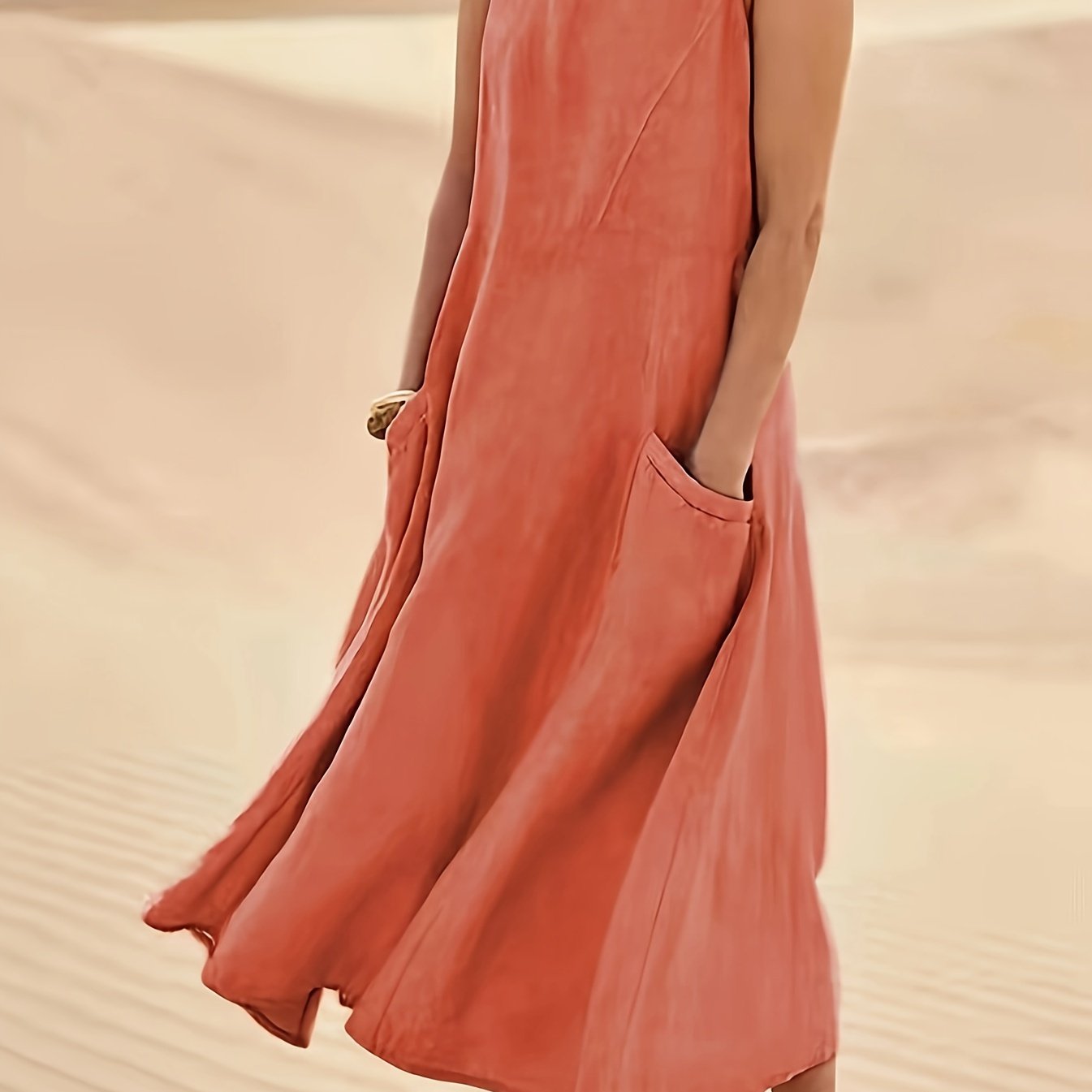 Casual Ärmelloses A-Linien Kleid