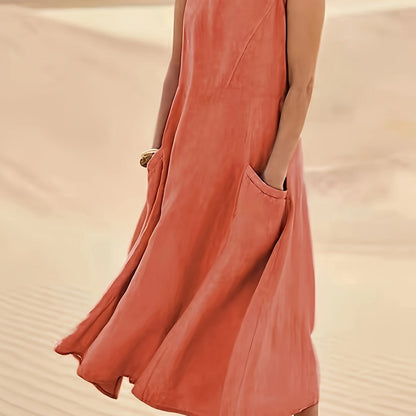 Casual Ärmelloses A-Linien Kleid