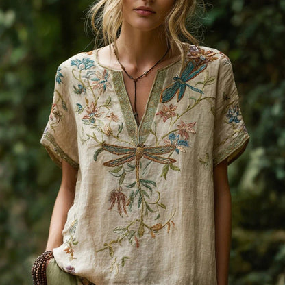 Vintage Bluse Mit Floralem Druck