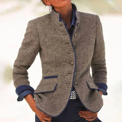 Victoria - Elegante Strickjacke Mit Hohem Kragen