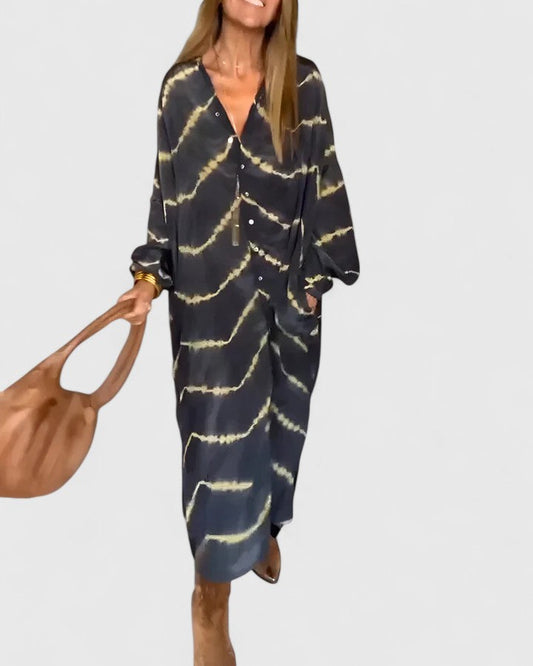 Amelie | Elegant Boho Striped Maxi Dress