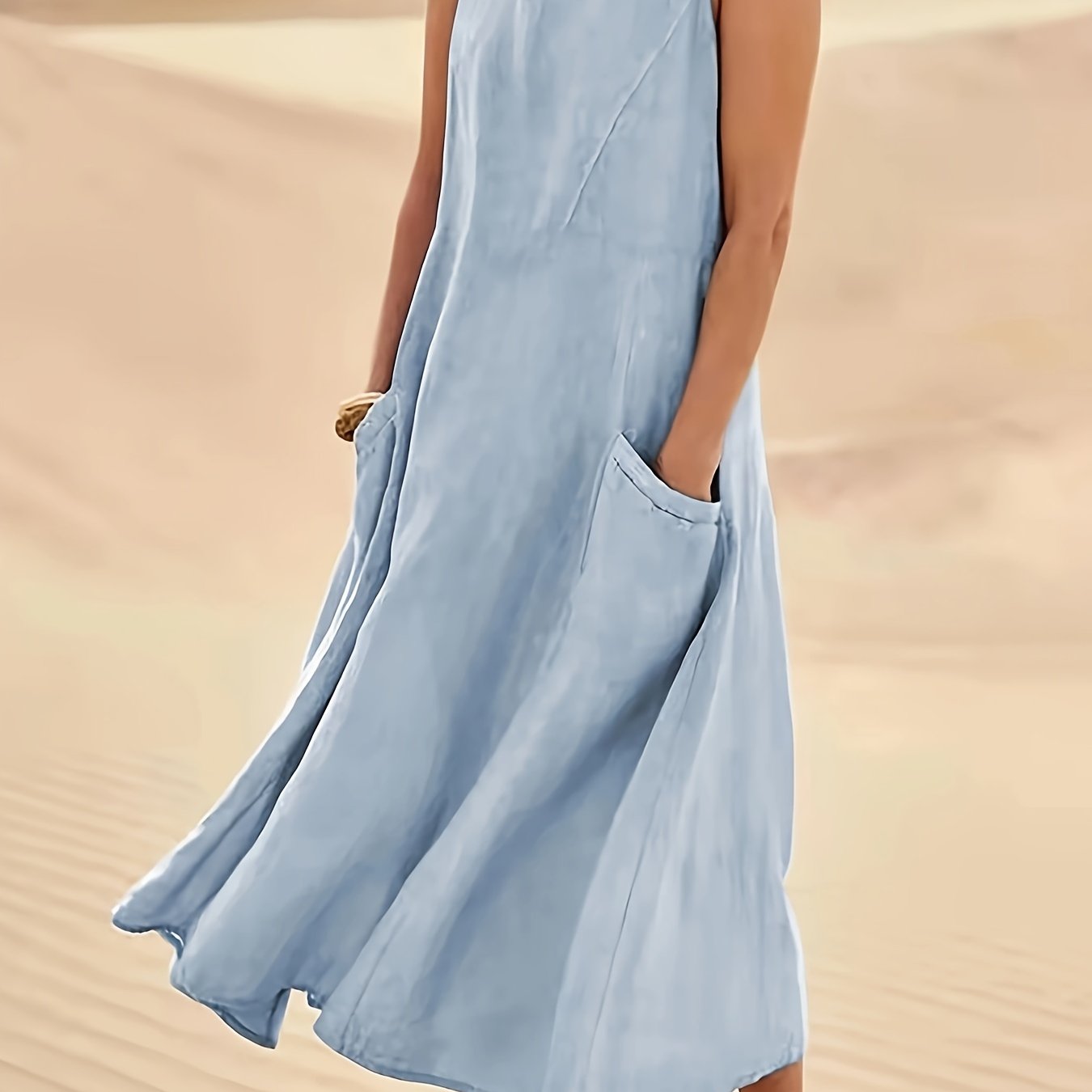 Casual Ärmelloses A-Linien Kleid