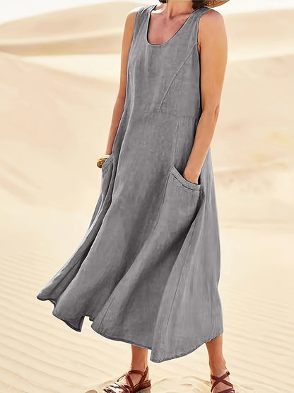 Casual Ärmelloses A-Linien Kleid