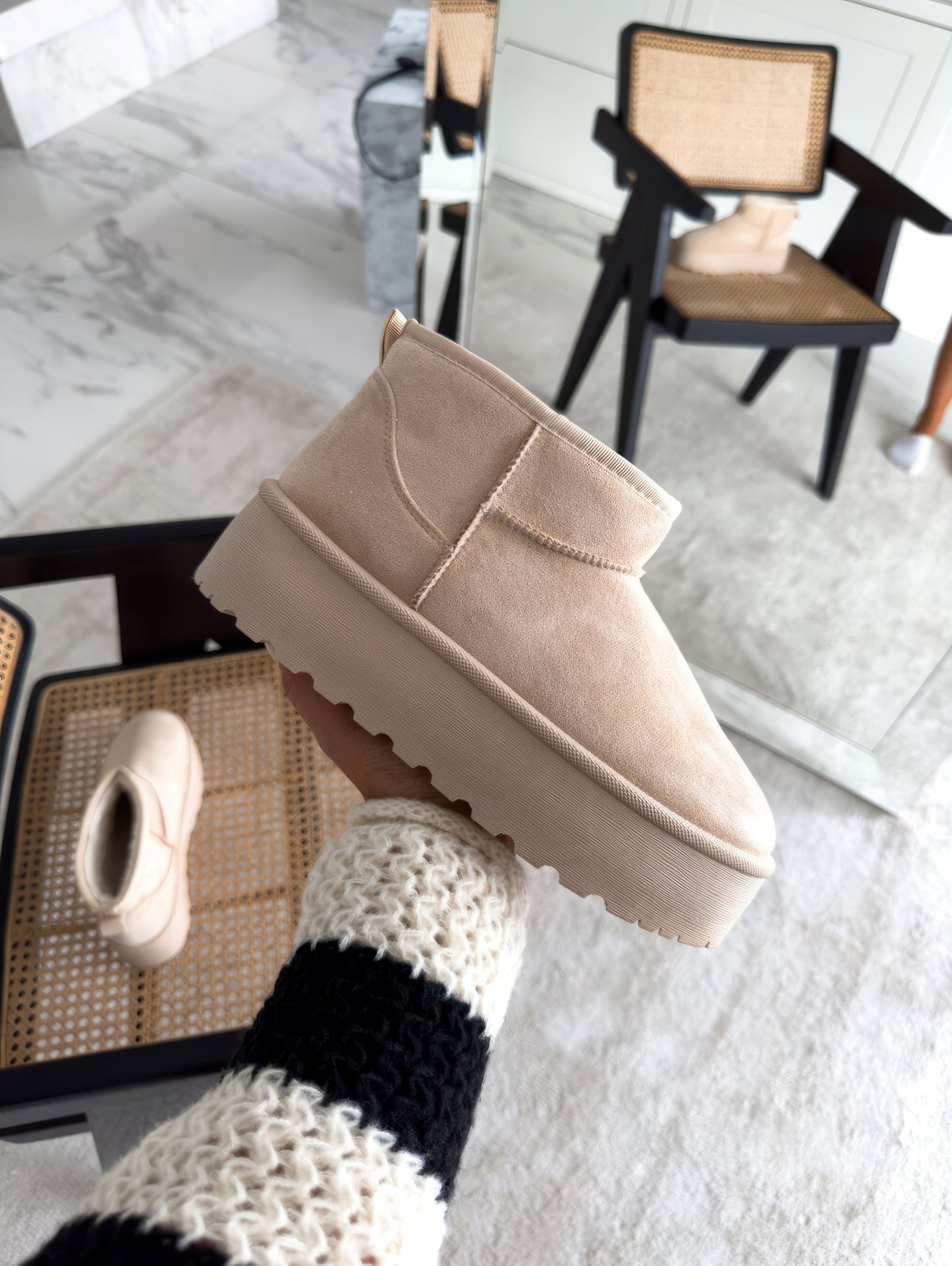 Warme Gefütterte Damen Stiefeletten Mit Plattformsohle