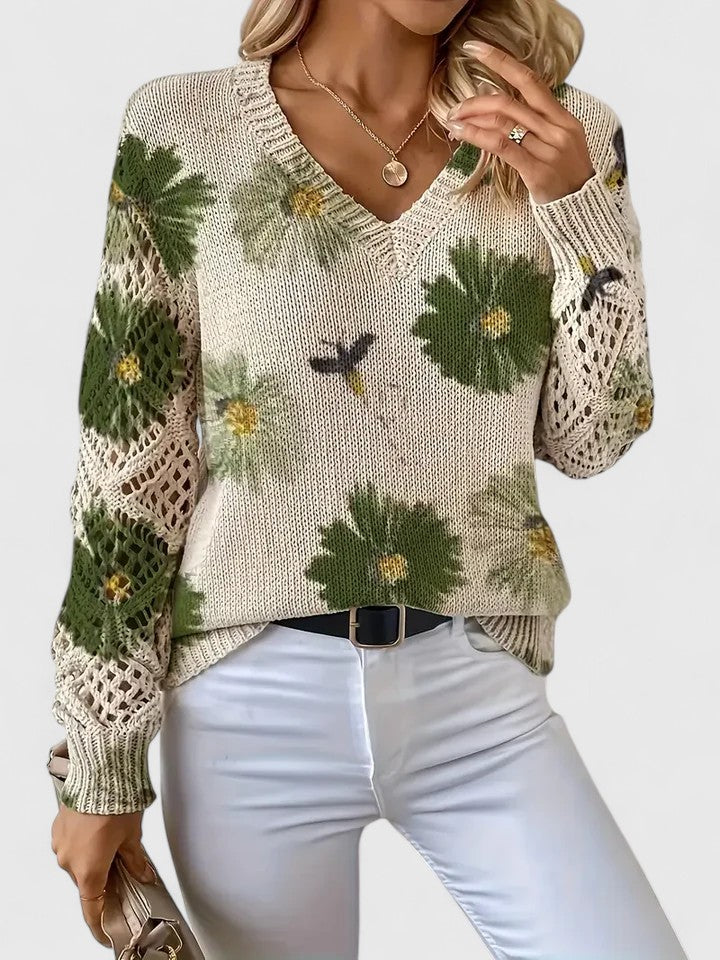 Aurélie | Eleganter Pullover mit Blumendesign