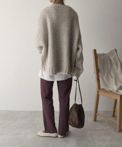 Noëlle | Oversized ivoryweißer Pullover mit Fronttasche