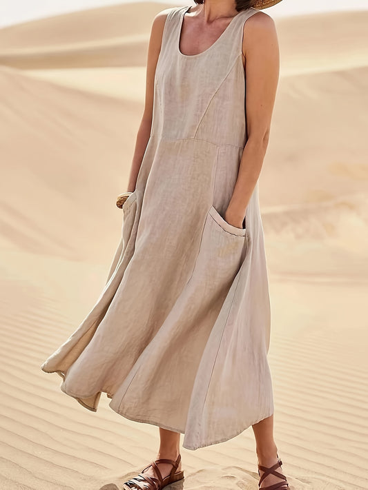 Casual Ärmelloses A-Linien Kleid