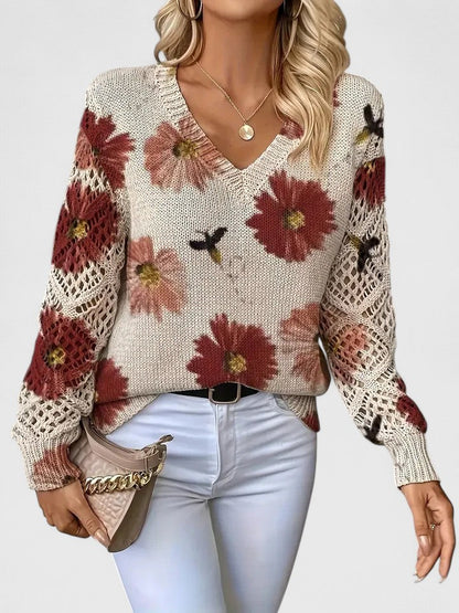 Aurélie | Eleganter Pullover mit Blumendesign