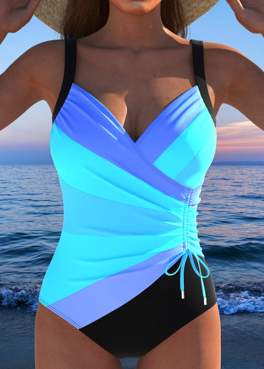 Luxe Wickel Blau Badeanzug mit Bunter Print I Letzter Tag 80% Rabatt!