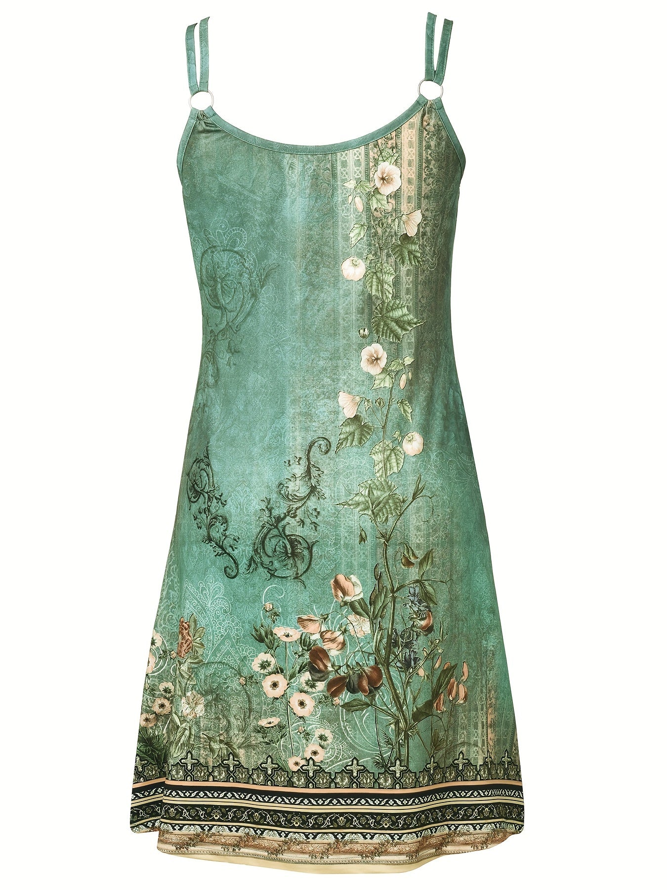 Ärmelloses Kleid mit Blumenmuster und doppelten Trägern