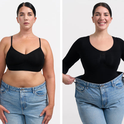 Bodysuit Sculpting Shapewear mit langen Ärmeln und Kordel