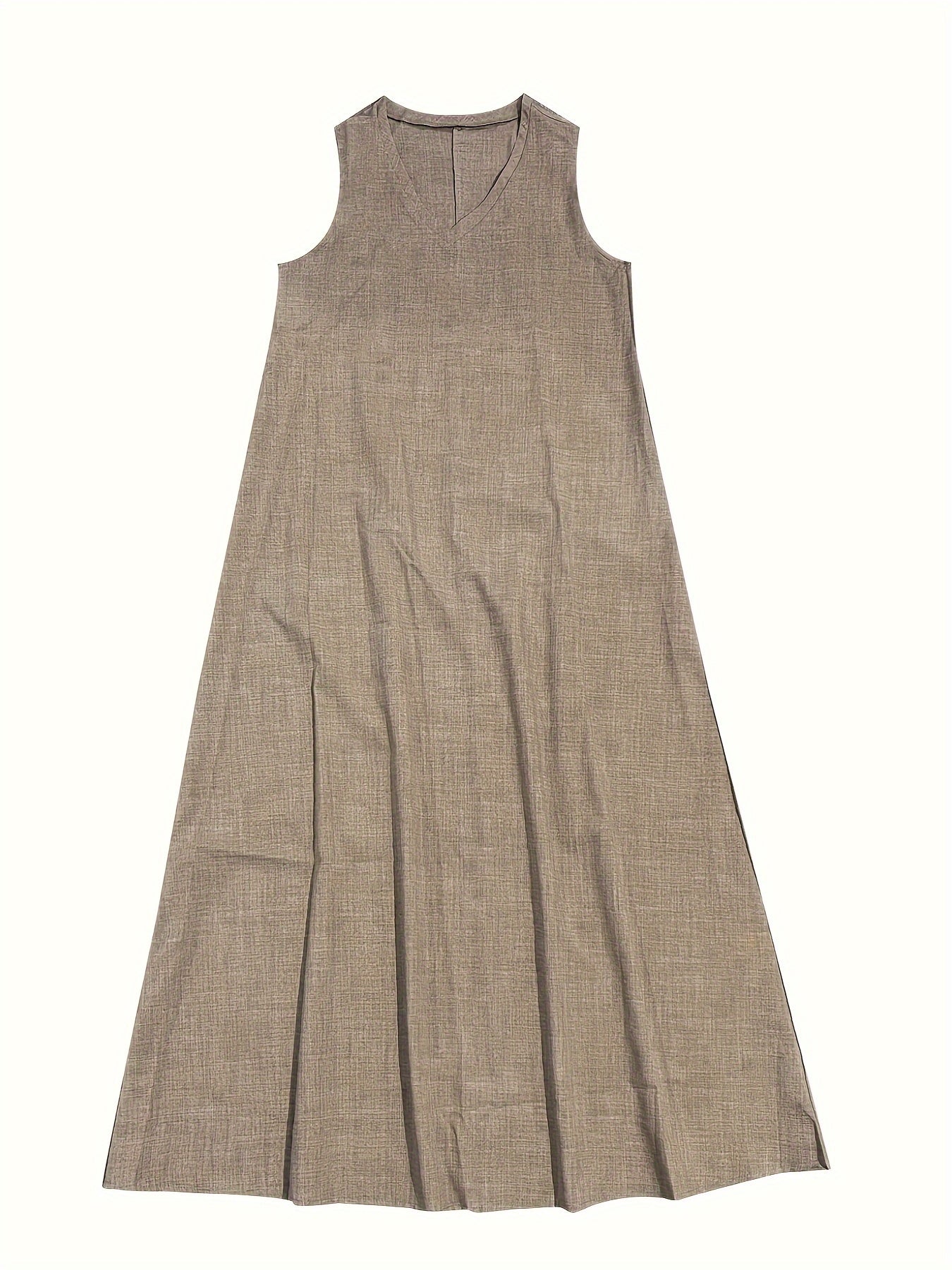 V-Ausschnitt Ärmelloses Kleid - A-Linie Lange Kleider