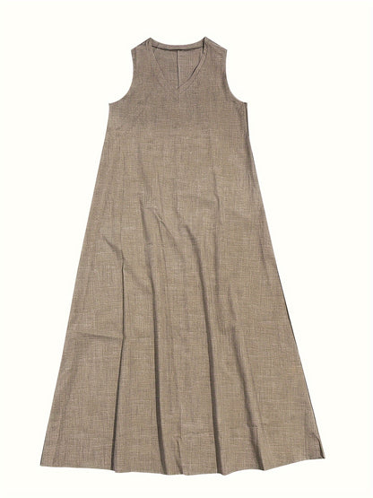 V-Ausschnitt Ärmelloses Kleid - A-Linie Lange Kleider