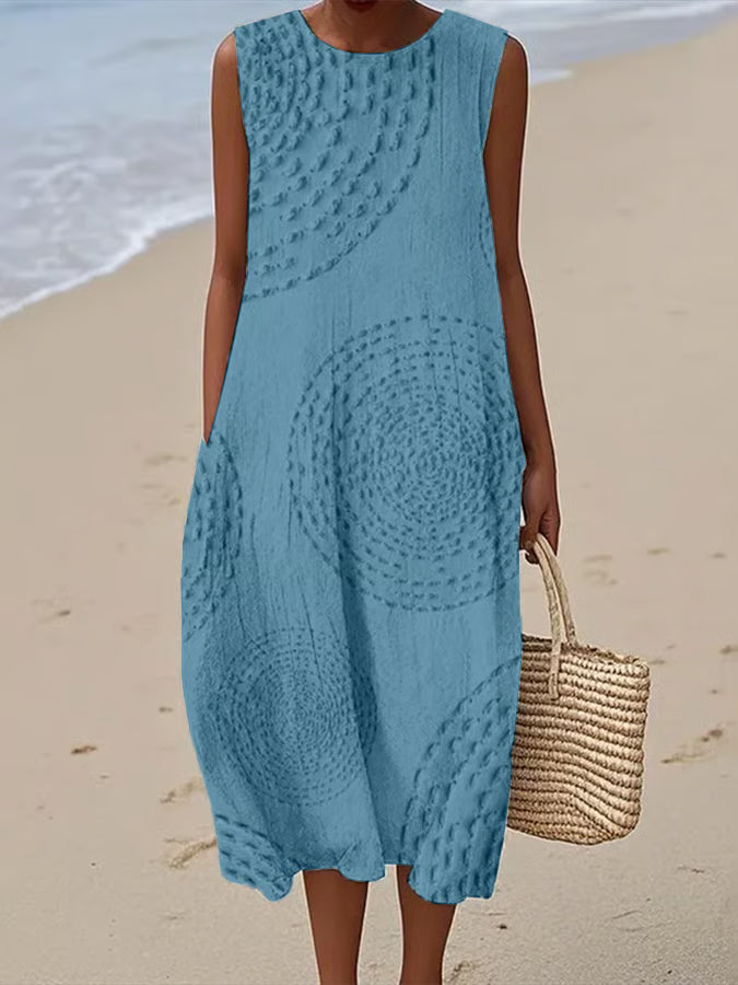 Maelle | Ärmelloses Maxikleid mit Texturiertem Muster