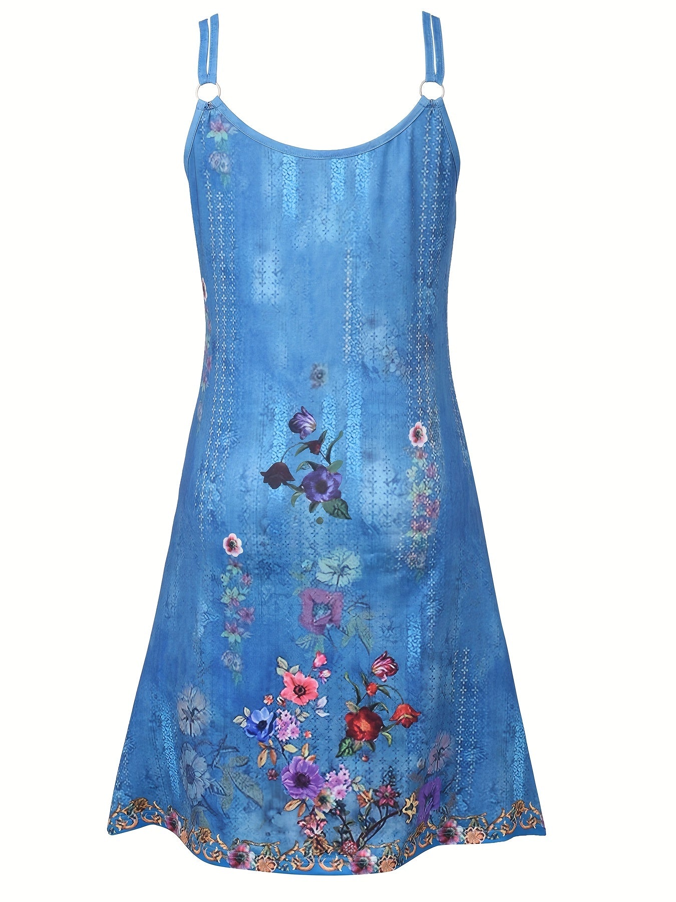 Ärmelloses Kleid mit Blumenmuster und doppelten Trägern